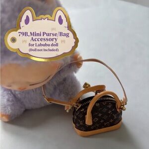 79B, Mini Brown Designer Purse/Bag for Labubu Dolls(Doll Not Included)